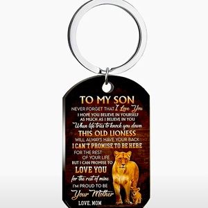 Letter To My Son from your Mother Lion stainless steel car key ri…
